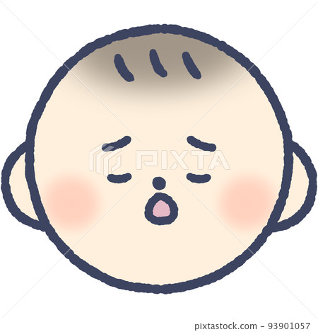 悲傷的娃娃臉，張著嘴閉著眼睛 93901057