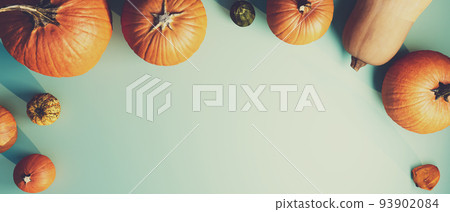 Autumn pumpkins - Harvest and Thanksgiving theme - 3d Autumn pumpkins - Harvest and Thanksgiving theme - 3d 93902084