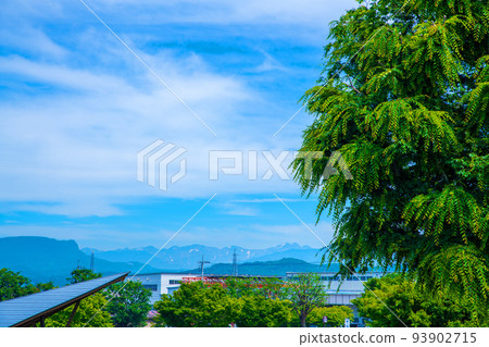 Tanigawadake direction from the observation spot, Shirasawa Kogen Onsen, scenery from near Bokyo no Yu, early summer season Tanigawadake direction from the observation spot, Shirasawa Kogen Onsen, scenery from near Bokyo no Yu, early summer season 93902715