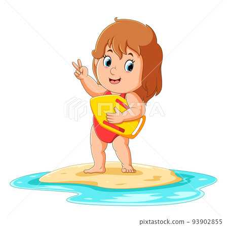 The girl is standing on the beach water and posing cutely The girl is standing on the beach water and posing cutely 93902855