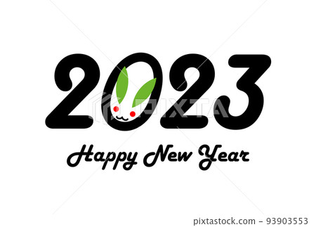 2023 New Year's card-simple snow rabbit white background illustration material 2023 New Year's card-simple snow rabbit white background illustration material 93903553