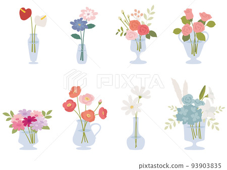 Illustration set of flowers in a vase 93903835