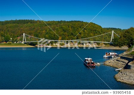 The bridge across the creek, dam Vranov, Czech Republic, South Moravia. The bridge across the creek, dam Vranov, Czech Republic, South Moravia. 93905458