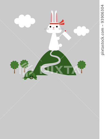 Rabbit and turtle competition illustration gray Rabbit and turtle competition illustration gray 93906304