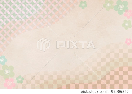 新年賀卡材料日本圖案背景與日本格仔圖案圖像米色日式背景材料梅花 93906862