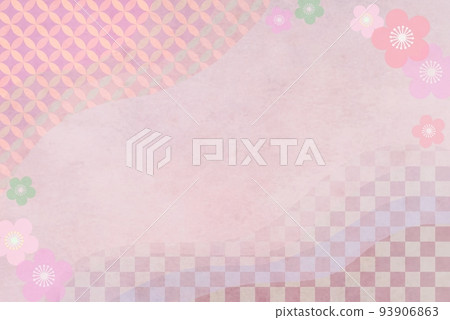 新年賀卡材料日本圖案背景與日本格仔圖案圖像粉紅色日式背景材料梅花 新年賀卡材料日本圖案背景與日本格仔圖案圖像粉紅色日式背景材料梅花 93906863