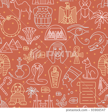 Egypt seamless pattern in thin line style Egypt seamless pattern in thin line style 93908547