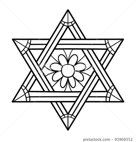Hanukkah Star of David Isolated Coloring Page 93908552