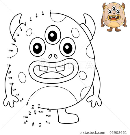 Dot to Dot Three Eyed Monster Egg Isolated  93908661