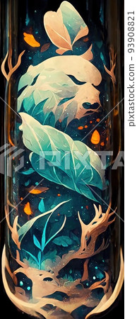 令人印象深刻的插圖，具有夢幻般的世界觀和神秘的圖案和設計 93908821