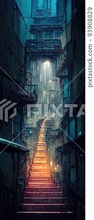 夢幻般的世界觀、神秘的城市景觀和夜光的令人印象深刻的插圖 93908829