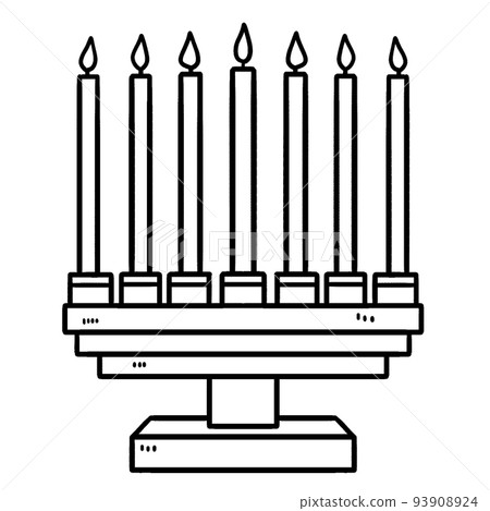 Kwanzaa Kinara Isolated Coloring Page for Kids 93908924
