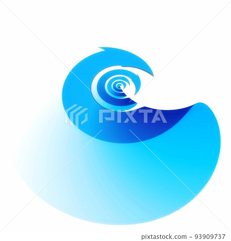 抽象的藍色波浪在白色背景上旋轉 抽象的藍色波浪在白色背景上旋轉 93909737