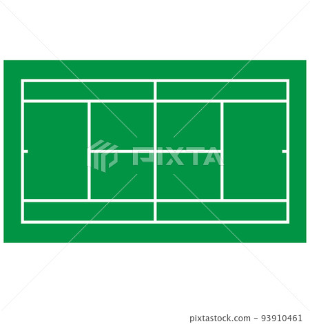 Top view of tennis court. Tennis green field. flat style. Top view of tennis court. Tennis green field. flat style. 93910461