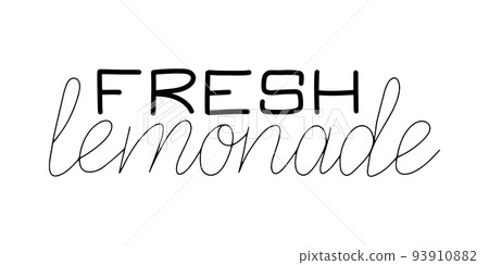 Fresh cold lemonade phrase. Refreshing summer drink text. Hand drawing lettring 93910882