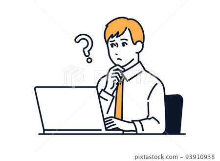 Vector illustration material of a man worried in front of a laptop 93910938
