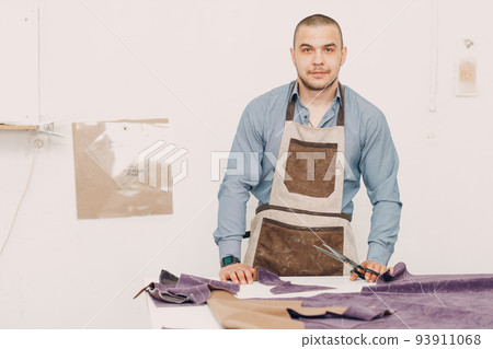 Worker Portrait at Furniture Upholstery and Manufacture fabric cloth Renovation Worker Portrait at Furniture Upholstery and Manufacture fabric cloth Renovation 93911068