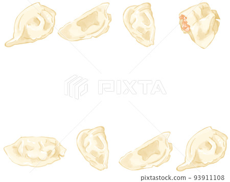 Hand-painted watercolor boiled gyoza illustration rectangular frame, top and bottom Hand-painted watercolor boiled gyoza illustration rectangular frame, top and bottom 93911108