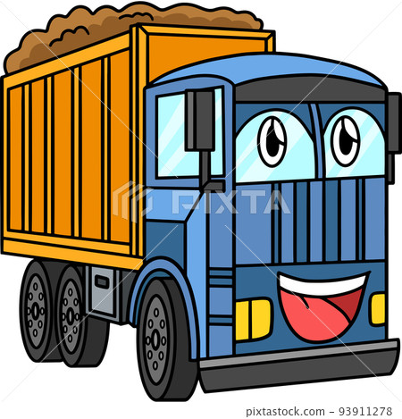 Dump Truck with Face Vehicle Cartoon Clipart 93911278