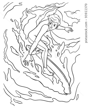 Surfer Coloring Page for Kids 93911370