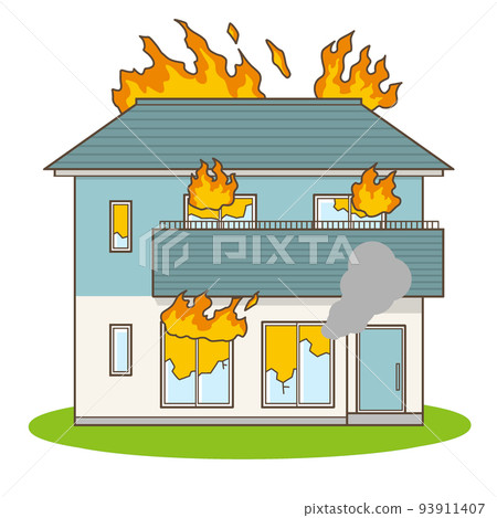House fire house detached house illustration 93911407