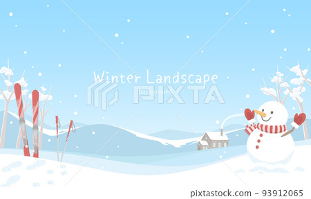 冬季風景背景圖雪景和雪人 冬季風景背景圖雪景和雪人 93912065