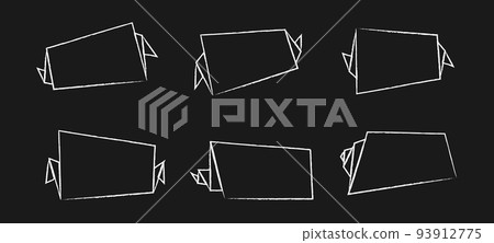 Geometric hand drawn price banner set, abstract rectangle promo label, horizontal outline discount sticker, flat chalk promotion badge, contour isolated sale tag collection, vector illustration 93912775