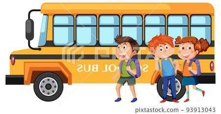 School bus with students cartoon School bus with students cartoon 93913043