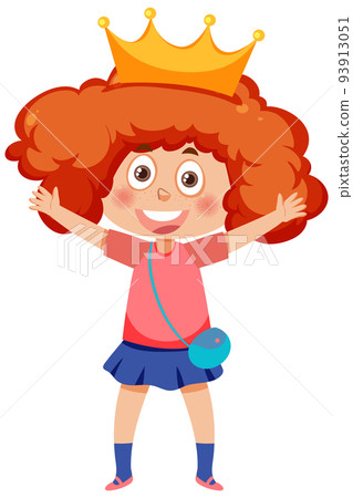 Curly hair girl wearing crown 93913051