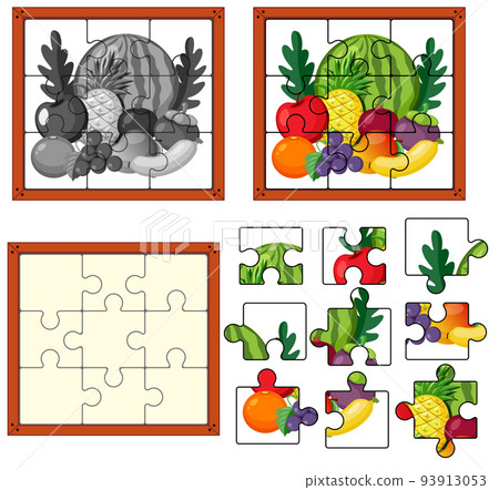 Fruit photo puzzle game template 93913053