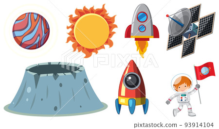 Set of space cartoon characters and objects 93914104