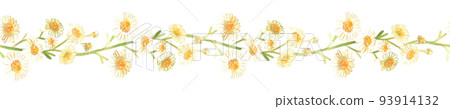 Chamomile seamless border. Watercolor illustration. Isolated on a white background. For design. 93914132