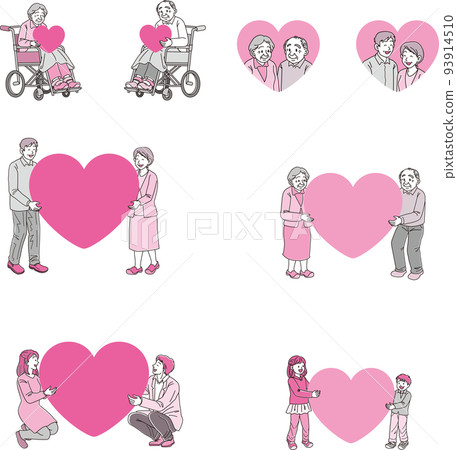 Three generation family with heart _ set _ magenta black 93914510