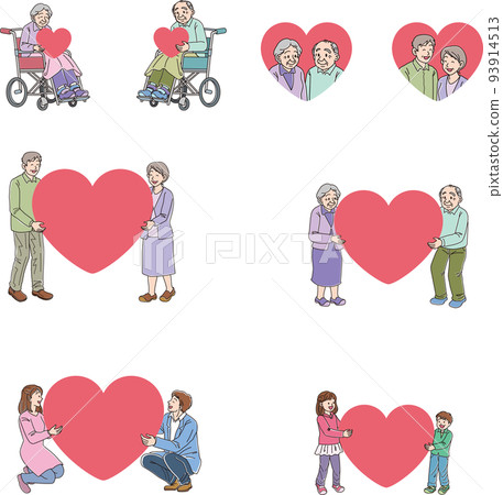 Three generation family with heart _ set _ color 93914513