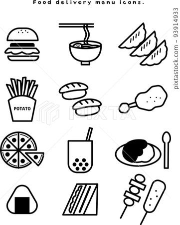 Food delivery service menu illustration material set Food delivery service menu illustration material set 93914933