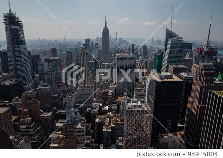 New York, NY. Manhattan downtown skyline skyscrapers. 93915003
