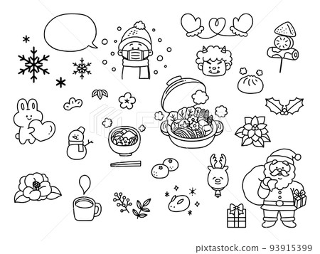 各種冬季圖案插圖集/線條畫 各種冬季圖案插圖集/線條畫 93915399