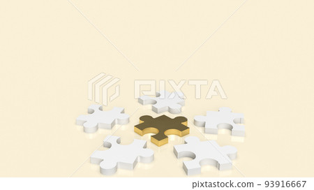 The white and gold jigsaw for abstract or business concept 3d rendering The white and gold jigsaw for abstract or business concept 3d rendering 93916667