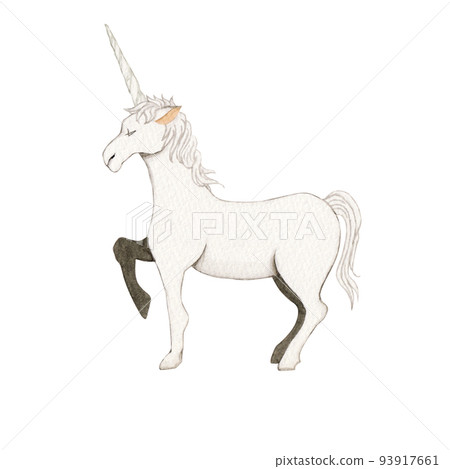 Unicorn legendary creature mythical creature watercolor illustration 93917661