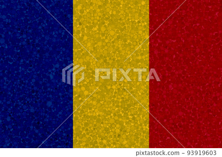Romania flag on styrofoam texture. national flag painted on the surface of plastic foam Romania flag on styrofoam texture. national flag painted on the surface of plastic foam 93919603
