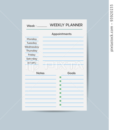 Weekly planner template Clear and simple printable to do list Business organizer page Paper sheet. Weekly planner template Clear and simple printable to do list Business organizer page Paper sheet. 93920155
