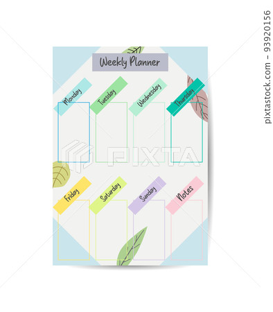 Weekly planner template with flowers to do list notes printable vector Weekly planner template with flowers to do list notes printable vector 93920156