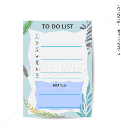 To do list template for day week or year with tropical leaves decoration. To do list template for day week or year with tropical leaves decoration. 93920157