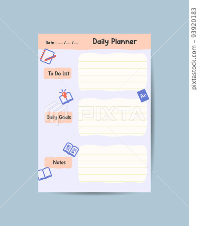 daily planner note paper to do list stickers templates decorated by cute kids illustrations 93920183