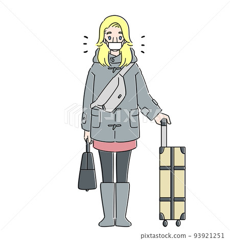 戴面具的入境冬衣白人婦女 戴面具的入境冬衣白人婦女 93921251