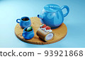 Organic tea in white cup with green leaf , Tea ceremony time concept.3D 93921868