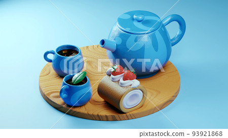 Organic tea in white cup with green leaf , Tea ceremony time concept.3D Organic tea in white cup with green leaf , Tea ceremony time concept.3D 93921868