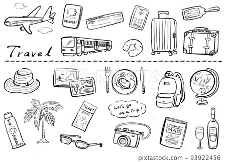 Travel illustration set hand drawn 93922456