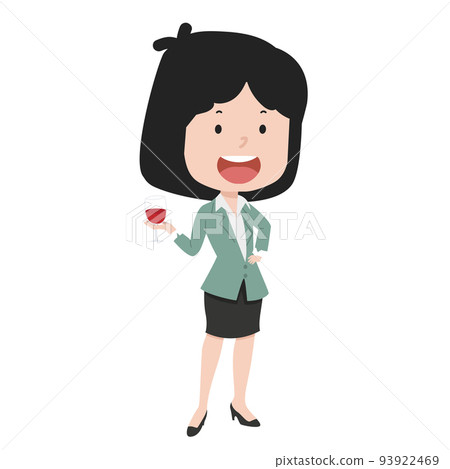 business woman suit with glass of wine 93922469