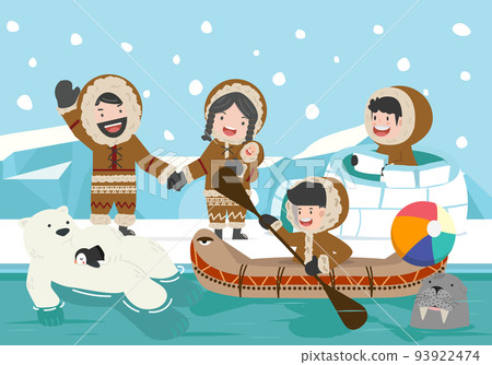 eskimo family North pole background eskimo family North pole background 93922474
